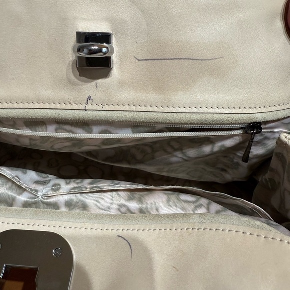 Longchamp Phyton Cream Textured Leather Satchel with Metal Accents - Picture 10 of 14